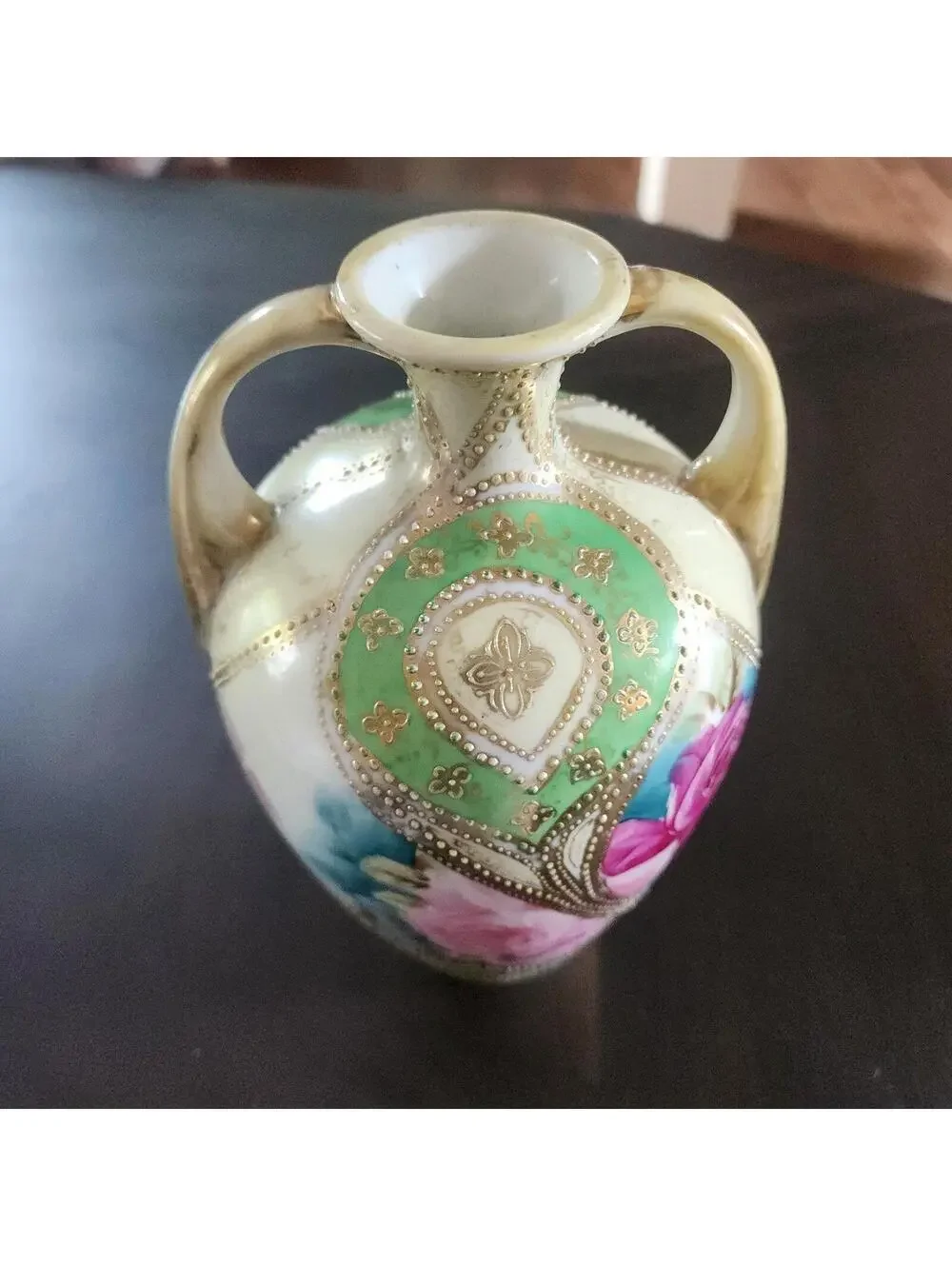 Vintage Japanese Nippon Floral Vase hand painted flawless unique beautiful
